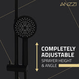 Heavy Rainfall Stainless Steel Shower Bar with Hand Sprayer in Matte Black