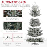 HOMCOM 9 FT Artificial Christmas Tree, Flocked Hinged Xmas Tree with 1939 Tips, Steel Base, Auto Open, Green