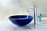 Meno Series 17 in. Bathroom Vessel Sink with Scratch-Tough and Stain-Resistant Non-Porous Surface in Lustrous Blue Glass