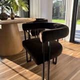 Dwen & Mia 35" Round Black & Velvet Set for 2 (3-Piece)