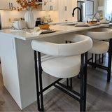 Mia 24" Modern Velvet Counter Stool with Arms (Set of 2)