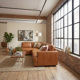 Glander Real Tan Leather Left-Facing Sectional