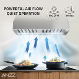 ANZZI 30-Inch 600 CFM 3-Speed Stainless Steel Convertible Residential Insert Range Hood with LED Lamp