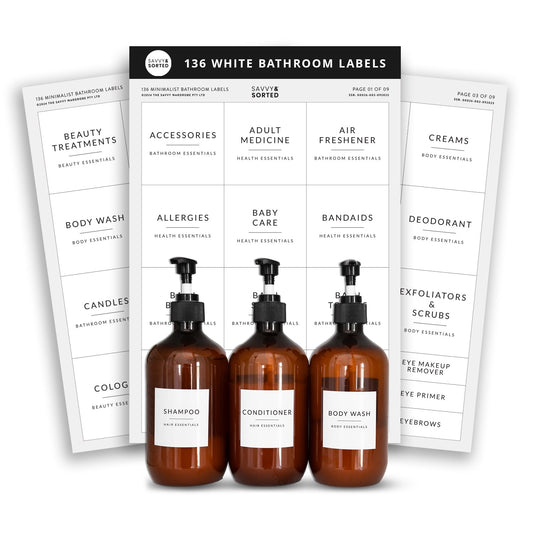 Minimalist Bathroom Makeup Labels 158 Pack