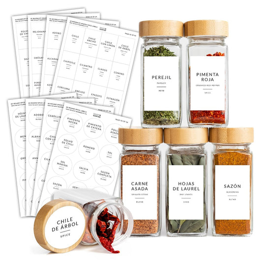 Spanish Spice Labels 127 Pack Minimalist Design