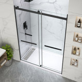 Kahn Series 48 in. x 32 in. Alcove Shower Base and Frameless Sliding Shower Door Combo with Tsunami Guard