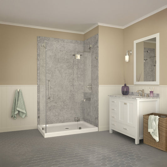 ANZZI Port Series 48" x 36" Corner Shower Pan, Durable Marine Grade Acrylic, cUPC Certified, 1.2 in. Integrated Flange, High-Gloss White