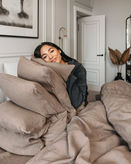 Mocha linen pillowcase