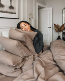 Mocha linen pillowcase