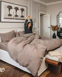 Mocha linen duvet cover set (3 pcs)