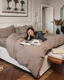 Mocha linen duvet cover set (3 pcs)