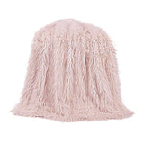 Mongolian Faux Fur Throw Blanket, Blush