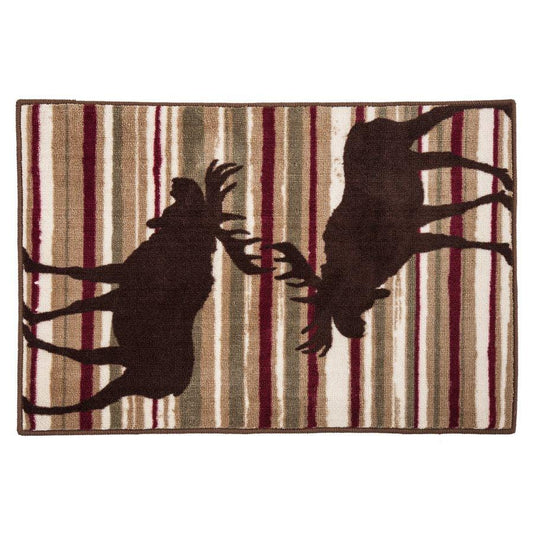 Moose Chocolate & Cranberry Stripe Kitchen/Bath Rug, 2 MOQ