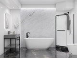Britt Series 59 in. x 30 in. Flat Bottom Acrylic Freestanding Soaking Bathtub with Center Drain in Glossy White