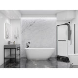 Ami Series 59 in. x 30 in. Flat Bottom Acrylic Freestanding 79 Gallon Soaking Bathtub with Center Drain in Glossy White