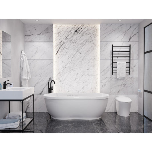 Janna 6 ft. Acrylic Whirlpool and Air 53 Gallon Capacity Freestanding Bathtub with Center Drain in White