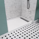 ANZZI Alexander 48" x 32" Alcove Shower Pan, Compression Molded ANR Material (3X Impact Resistant), Low Threshold, Stainless Steel Drain Cover