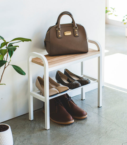 Shoe Organizer & Bench (18" H)  - Steel + Wood