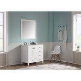 ANZZI Chateau Series 36 in. W x 22 in. D Bathroom Bath Vanity Set in White with Carrara White Marble Top with White Sink and Mirror