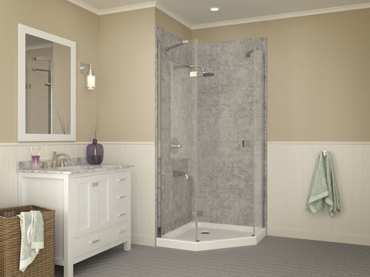 Randi Base Series 36 in. L x 36 in. W Corner Shower Shower Pan Base with Center Drain in Glossy White Marine Acrylic
