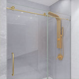 Madam Series 56 to 60 in. x 76 in. Frameless Sliding Shower Door with Clear or Tinted Tempered Glass and Tsunami Guard