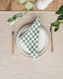 Forest green gingham linen napkin set of 2