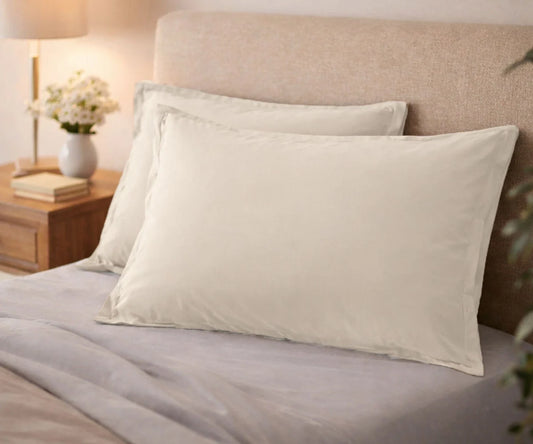 Natural 100% Cotton Sateen Pillowcases  Set of 2