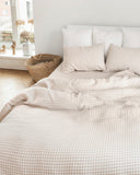 Natural gingham linen fitted sheet