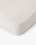 Natural gingham linen fitted sheet
