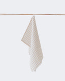Linen tea towel in Natural gingham