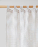 Tab top linen curtain panel (1 pcs) in Natural gingham