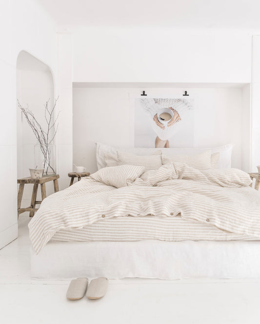 Striped in natural linen pillowcase