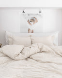 Striped in natural linen sheet set (4 pcs)