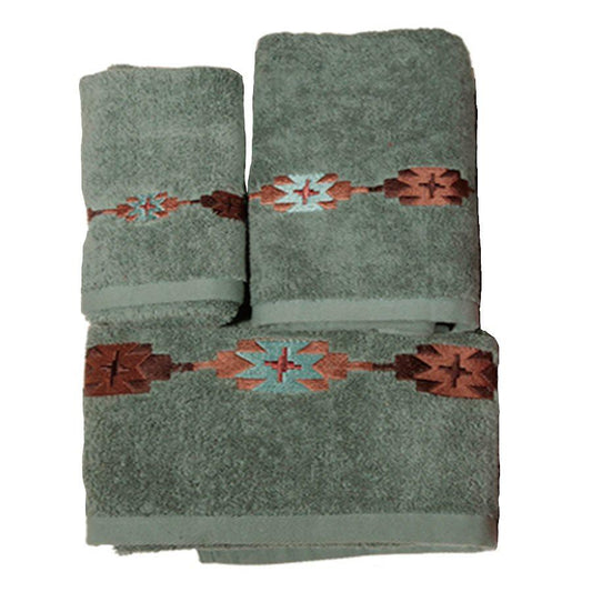 Socorro Embroidered 3PC Towel Set, Turquoise, 2 MOQ