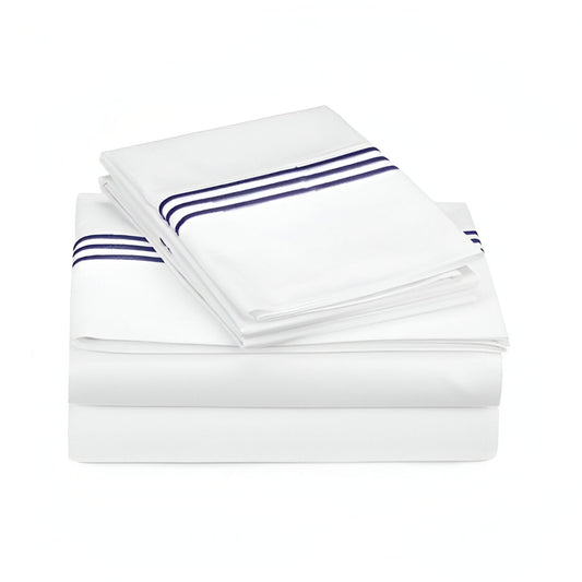 400TC Triple Embroidery Cotton Sateen Solid Bedding Bundle