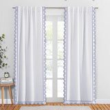400TC U Shape Scallop Embroidery Cotton Solid Curtain (Set Of 2)