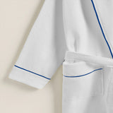 Shawl Collar Cotton Bath Robe with Border Embroidery