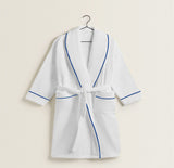 Shawl Collar Cotton Bath Robe with Border Embroidery