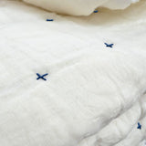 Plus-Stitch Linen Bed Coverlet