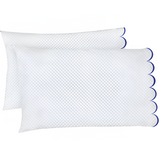 Allena 400TC Cotton Scallop Embroidery Sateen Microcheck Pillowcases (Set Of 2)