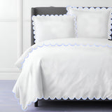 Allena 400TC Cotton Scallop Embroidery Sateen Solid Duvet Cover Set