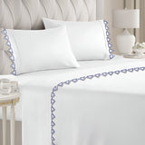 Ashley 400TC Cotton Traingle Embroidery Sateen Solid Sheet Set