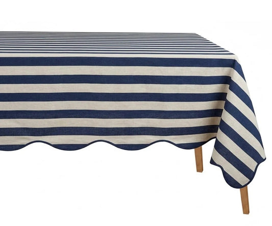 Scalloped Edge Tablecloth - Striped