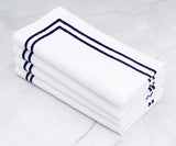 Navy Blue Double Line Embroidery Napkins