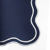 Navy Blue Napkins with White Scalloped Edge