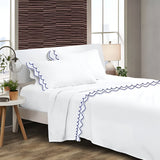 400TC Cotton Sateen Double Scallop Embroidery Sheet Set
