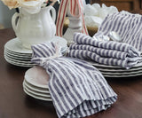 Navy Blue Pinstripe Linen Napkins - Set of 4, 8 & More