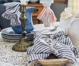 Navy Blue Pinstripe Linen Napkins - Set of 4, 8 & More