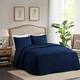 400TC Cotton Sateen Solid Tailored Quilted Bedspread Set