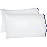400TC Cotton Scallop Embroidery Sateen Solid Pillowcases (Set Of 2)
